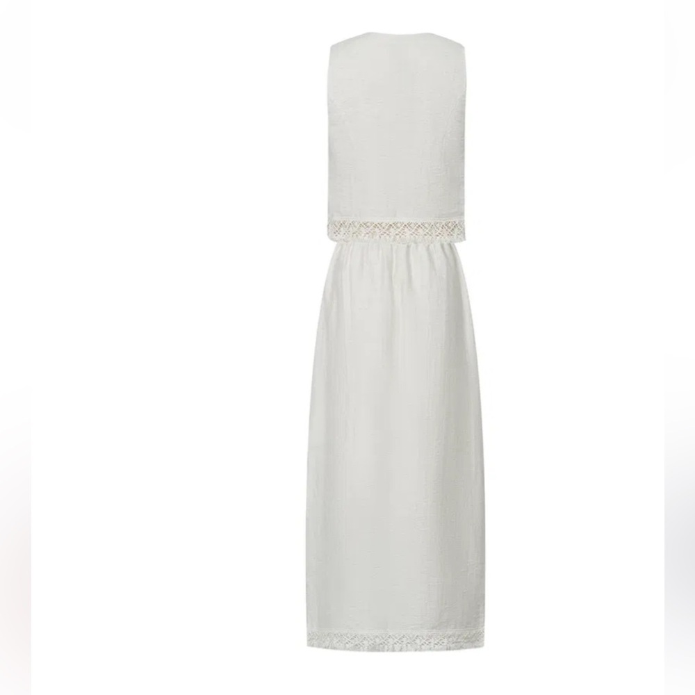 New Fabrique Velia Fringed Vest Set in Cotton Linen - Picture 9 of 14